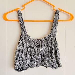 Japna Black and White Checkered Crop Top